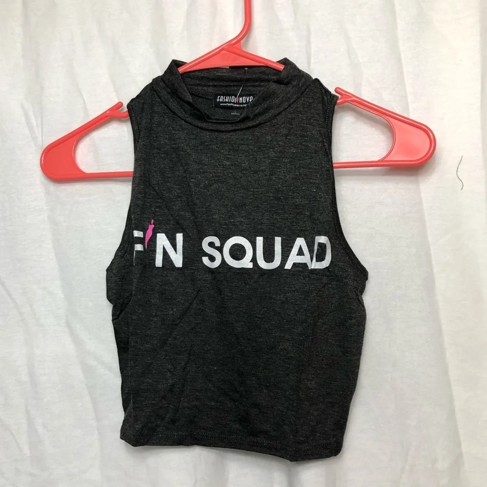 Fashion Nova Gray Mock Neck Crop Top FN Squad NWT XS - Picture 7 of 7